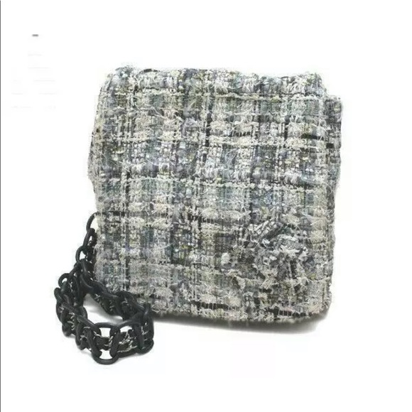 Chanel Chanel Multicolor Tweed Leather Camellia Chain  Chanel Tweed Chain Shoulder Camellia Bag Ex++